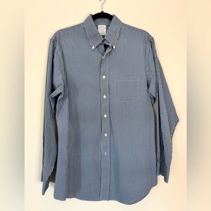 Brooks Brothers Mens Shirt 16 - 34 Blue Regent Check Button Long Sleeve